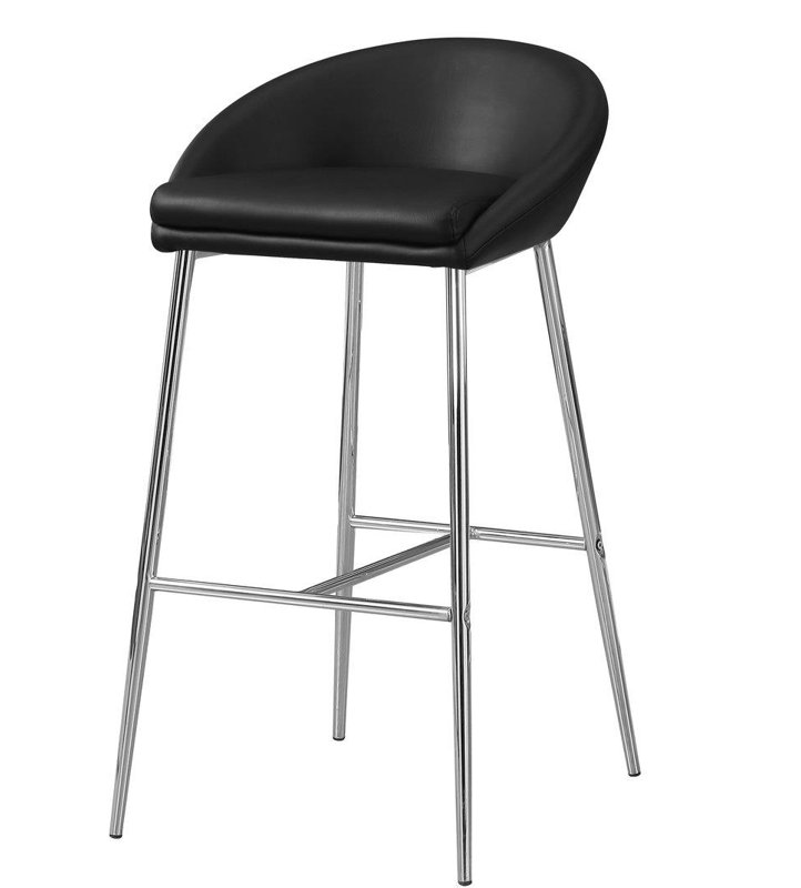 Clouchete Bar Stool, Counter Height, Kitchen, Chrome, Contemporary, Black, Counter Stool (24” Seat Height)