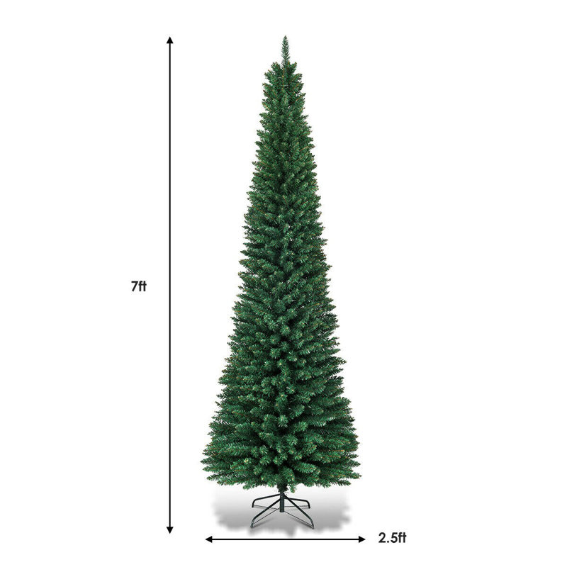 Sapin de Noël vert élancé, H 7 pi