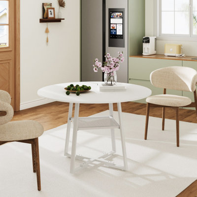 Round Dining Table with Iron Base