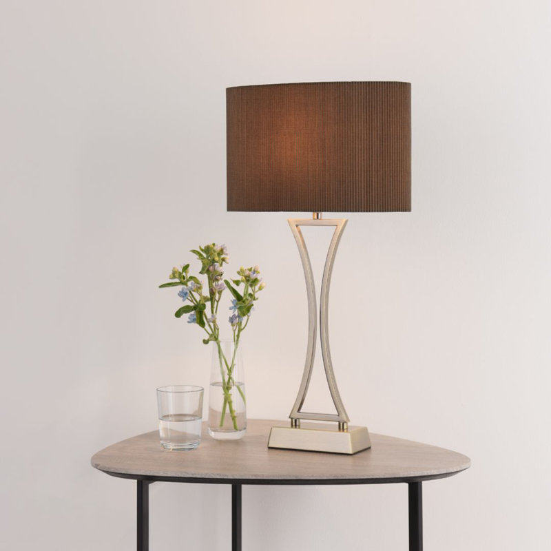 Metal Table Lamp, Gold, Brown