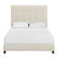 Grand lit plateforme tapissier capitonné beige