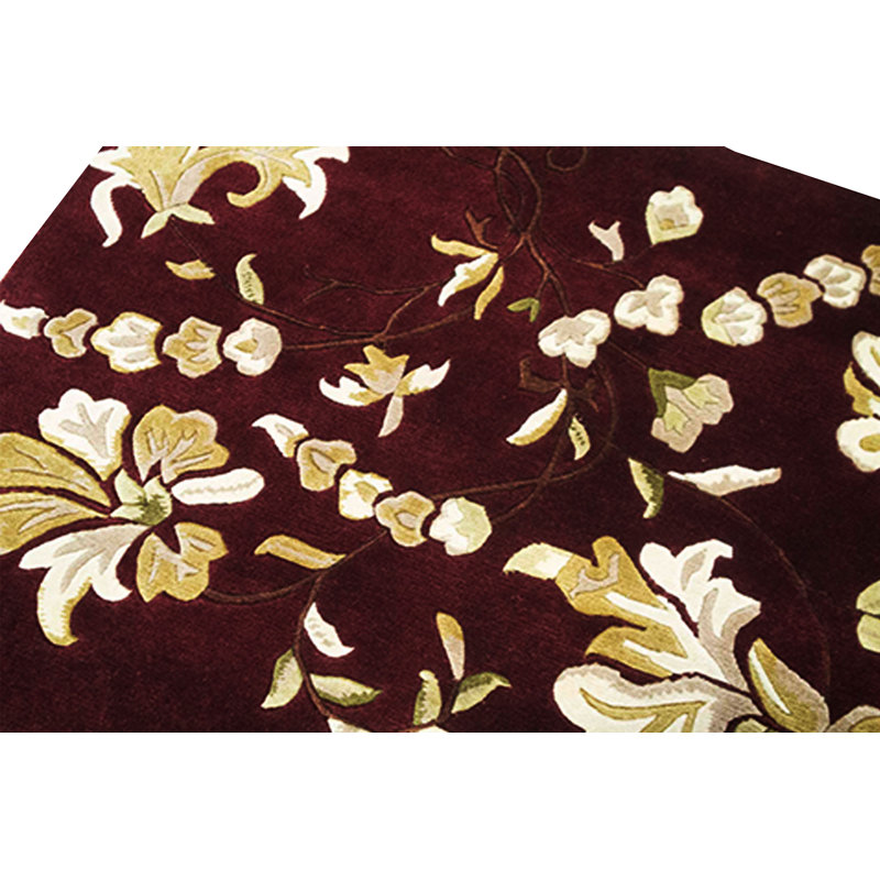 Hand-Knotted High-Quality Wine Area Rug