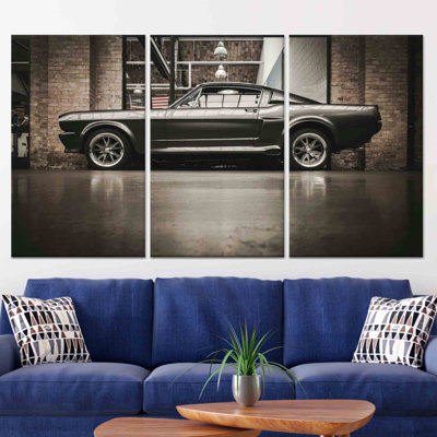 Classic Ford Mustang Canvas Print: Iconic American Car Artwork,3P Wrapped Canvas