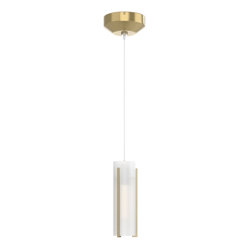 Exos 1 - Light Single Cylinder Pendant, Opal, Modern Brass