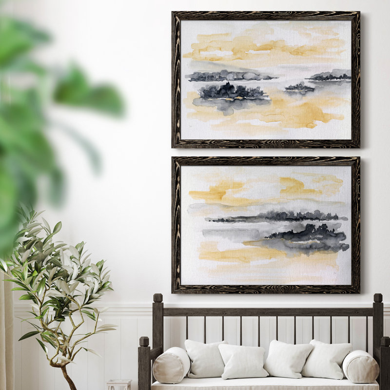 «Whispering Wind I», ensemble de 2 peintures sur toile encadrées, H 31,5 po x l 47 po x P 1,5 po, Cadre noir