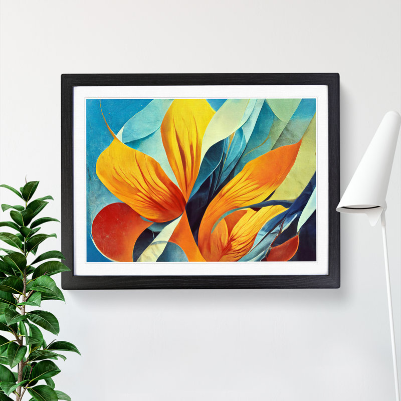 Flowers Abstract Vol.4 1 Piece Single Picture Frame Painting, 25cm H x 34cm W x 2cm D, Black