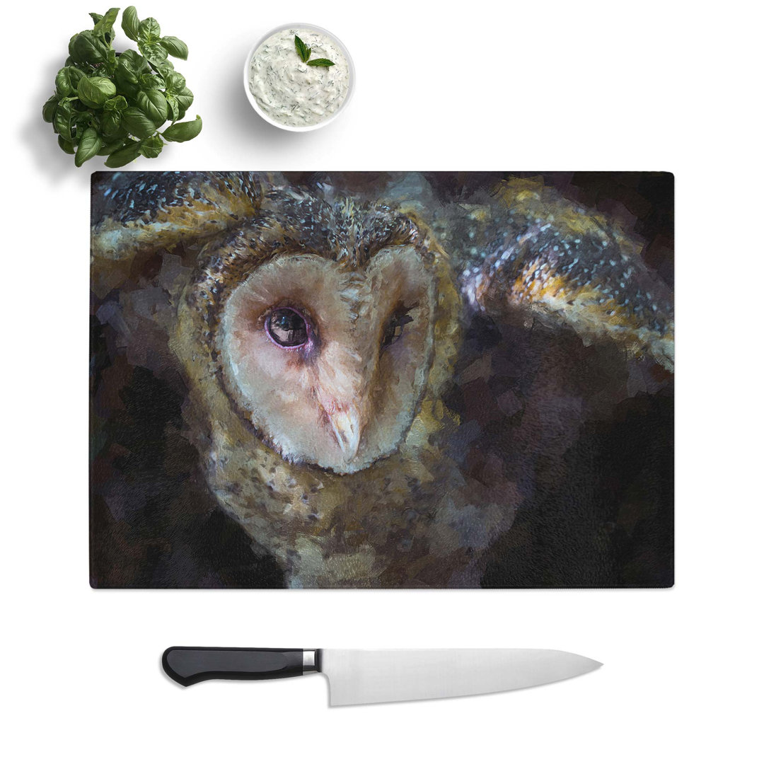 Glass Masked Owl in Abstract Chopping Board