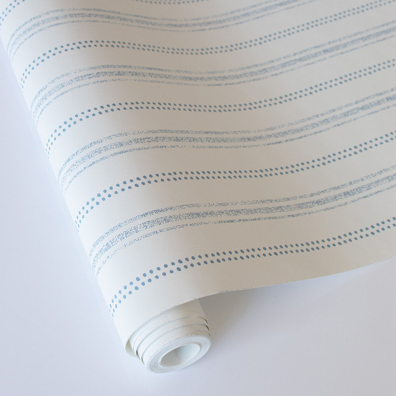 Papier peint adhésif à rayures nautiques, Blue