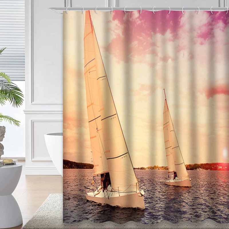 Rideau de douche avec 12 crochets Sunset, L 72 po x l 78 po