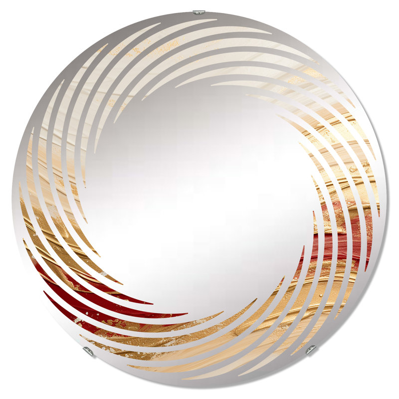 Miroir mural spiralé doré et rouge doux MIR109513 C, 23,6 po x 23,6 po