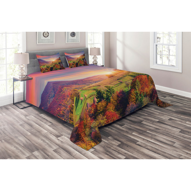 Rustic Polyester Coverlet, Queen Bedspread + 2 Shams