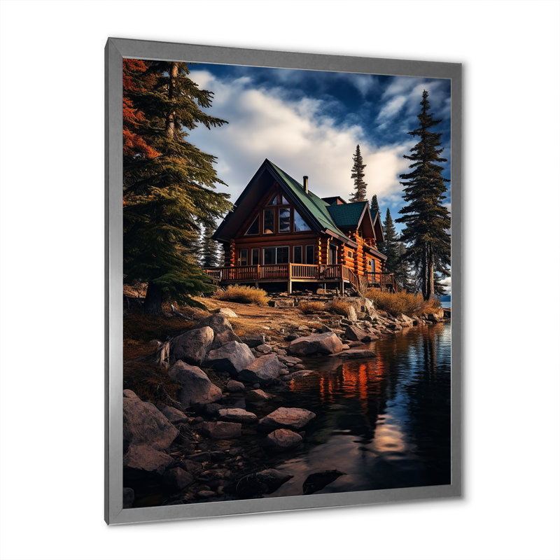 Belayneh Canada Lakehouse Retreat I sur toile, H 44 po x l 34 po x P 1,5 po, Cadre photo argenté