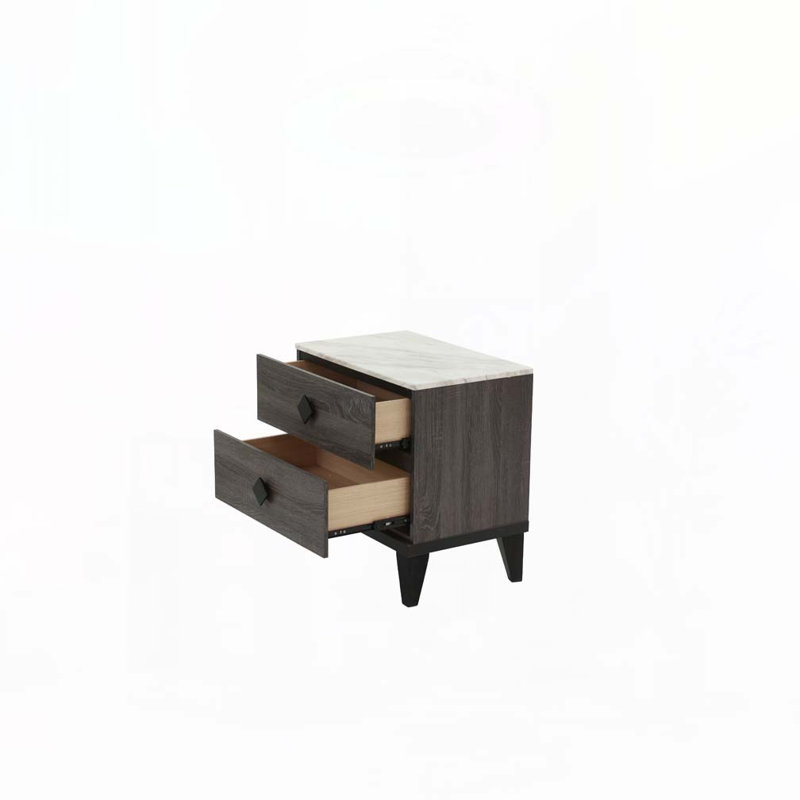 Nightstand with Storage Drawer, Dark Gray