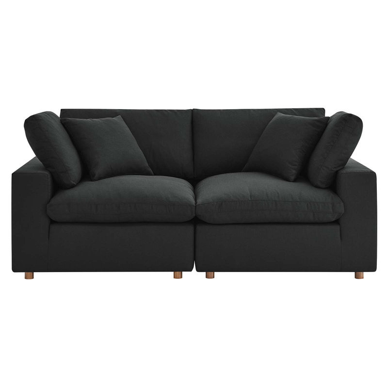 Modway Commix Down-Filled Overstuffed Upholstered Sectional Sofa Set, 2 Piece, Black Polyester Blend