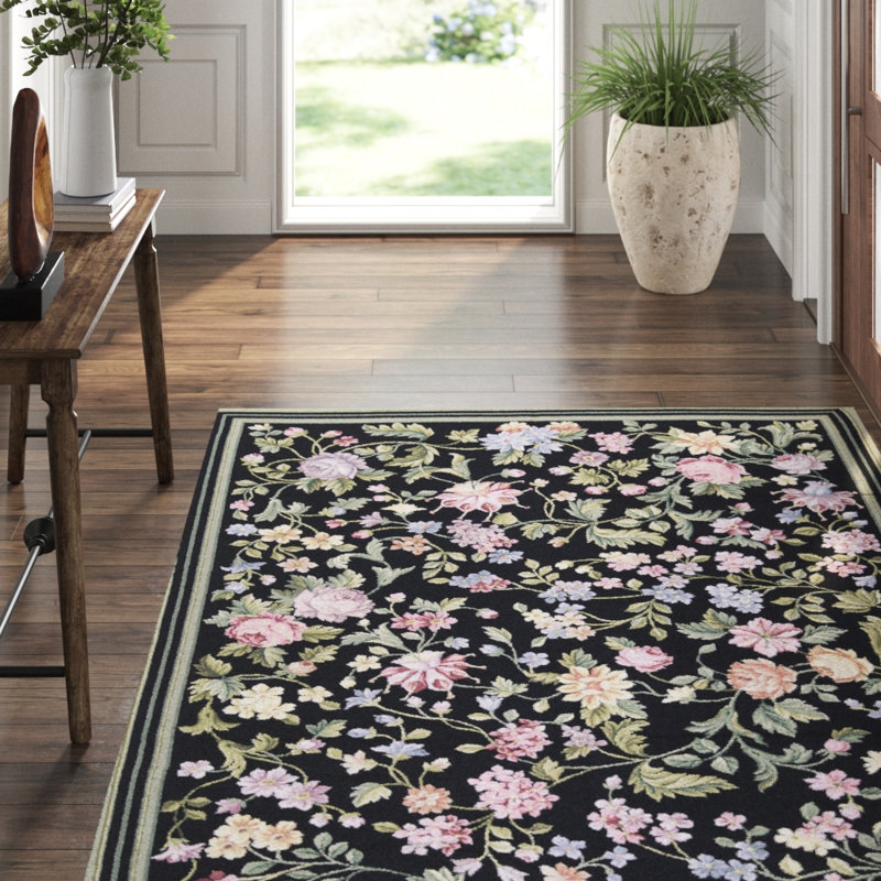 Hand-Knotted High-Quality Black Area Rug