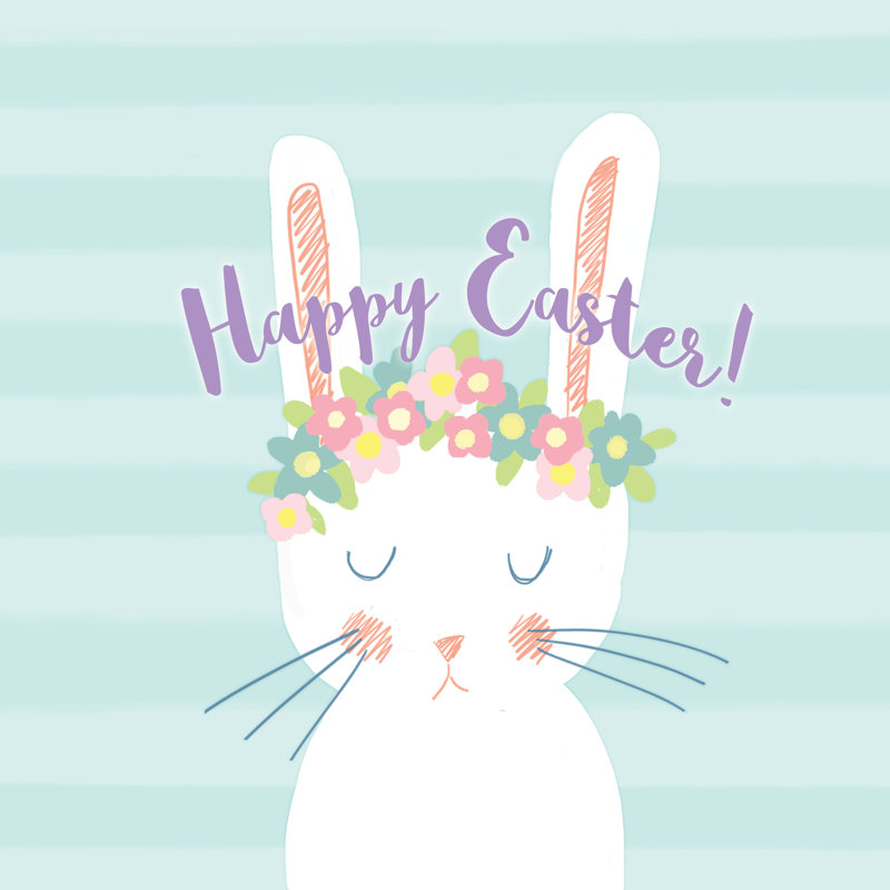 Easter Flower Bunny - Wrapped Canvas Print, 51cm H x 51cm W