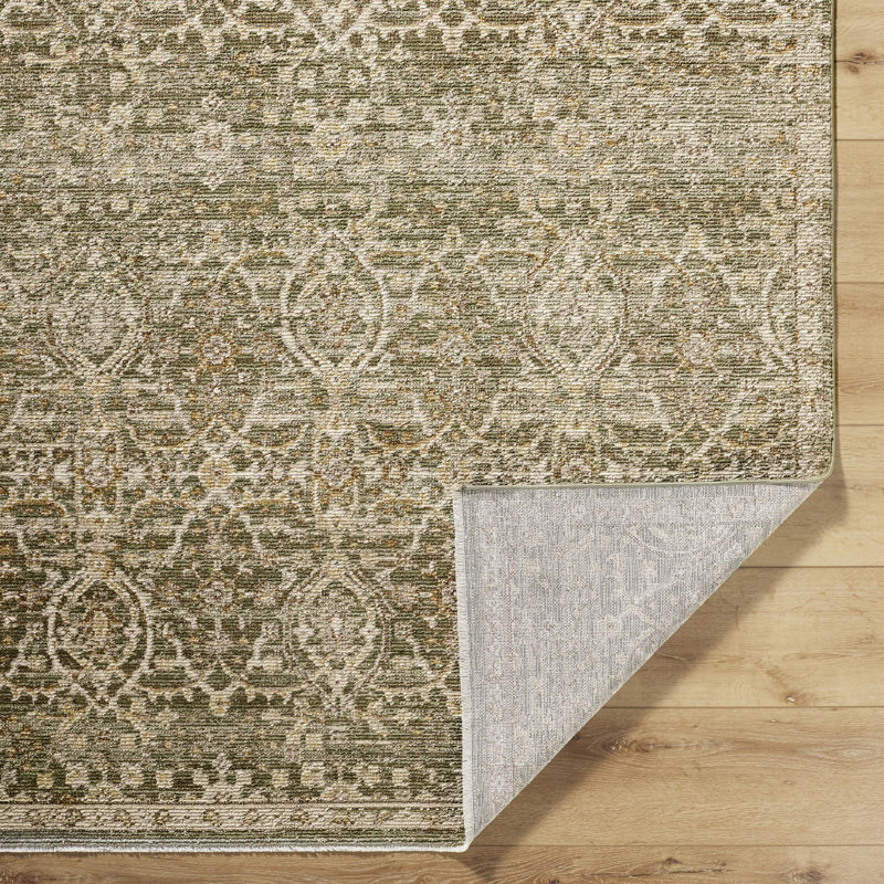 Myrtle Avenue Olive and Taupe Vintage Moroccan Area Rug, 5'3" x 7'7"