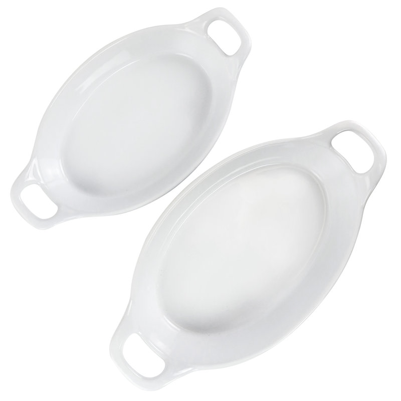 Martha Stewart 2 Piece Stoneware Baker Set, White