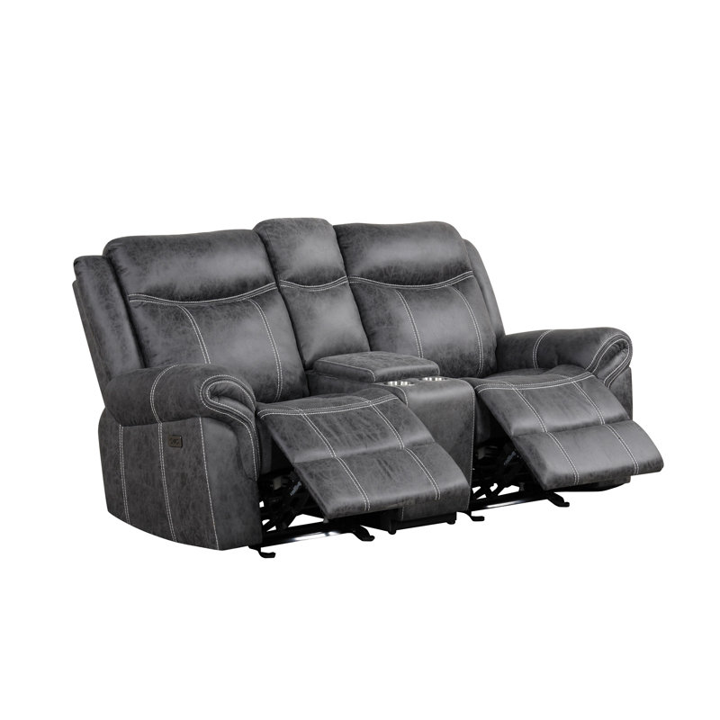 Causeuse en microfibre Zubaida, Microfibres et suédine gris foncé