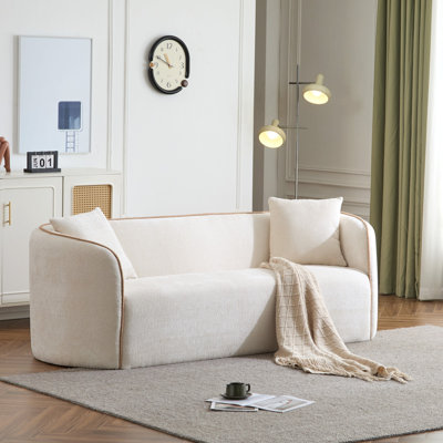 82" Curved Boucle Sofa,3-Seater,Living Rooms,Bedrooms,Apartment Office,BEIGE