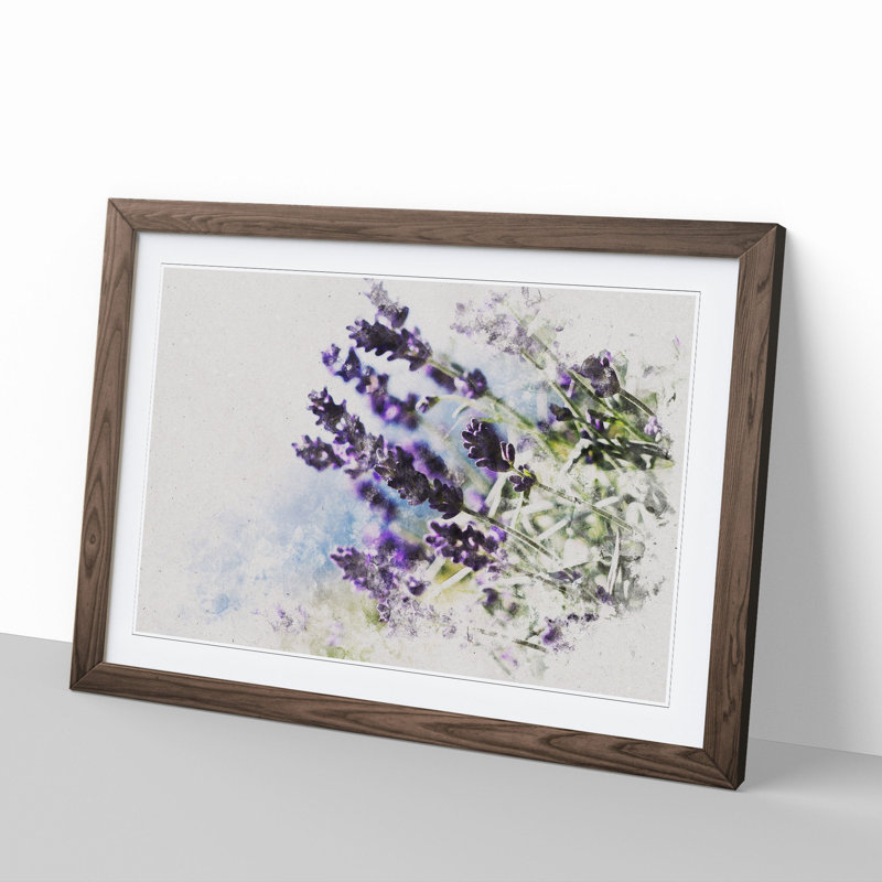 Lavender Vol.2 - Picture Frame Graphic Art, 27cm H x 36cm W x 2cm D, Walnut Framed