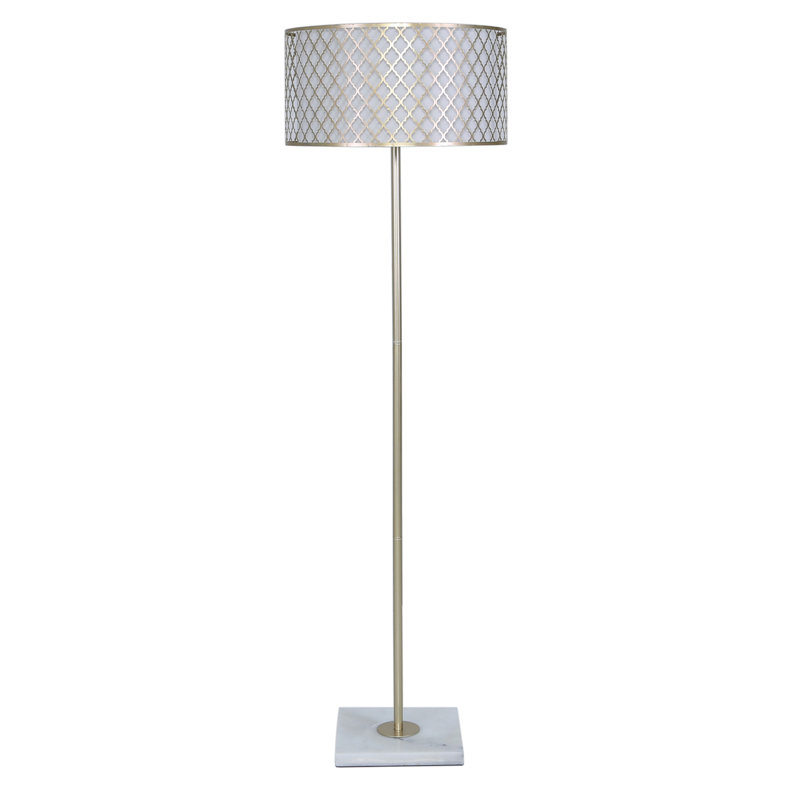 Wellfleet 149cm Traditional Floor Lamp, Champagne, Gold/White