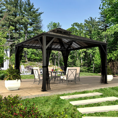 Hardtop Double-Roofed Aluminum Patio Gazebo Multiple Sizes