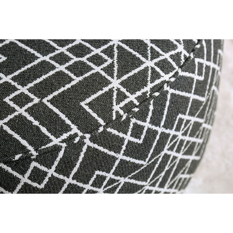 Rond rembourré de style contemporain avec finition noire et bordure en l 39 po x L 39 po x l 18 po, motif géométrique, tissu en bois massif, 1 pièce incluse, assemblage requis; revêtement de 39 po de profondeur