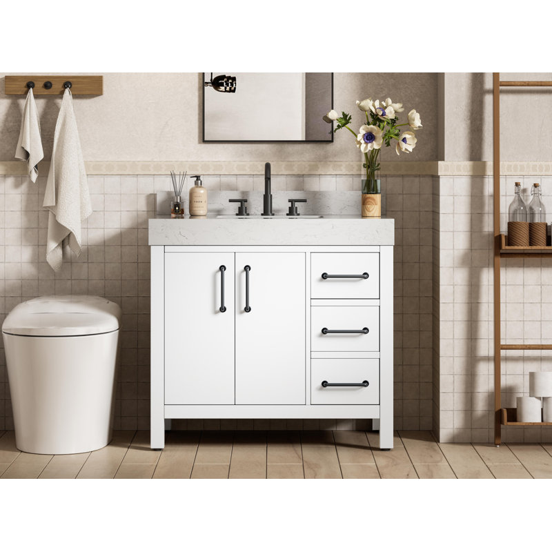 Meuble-lavabo simple 36 po 36 VF60636-BS, Blanc