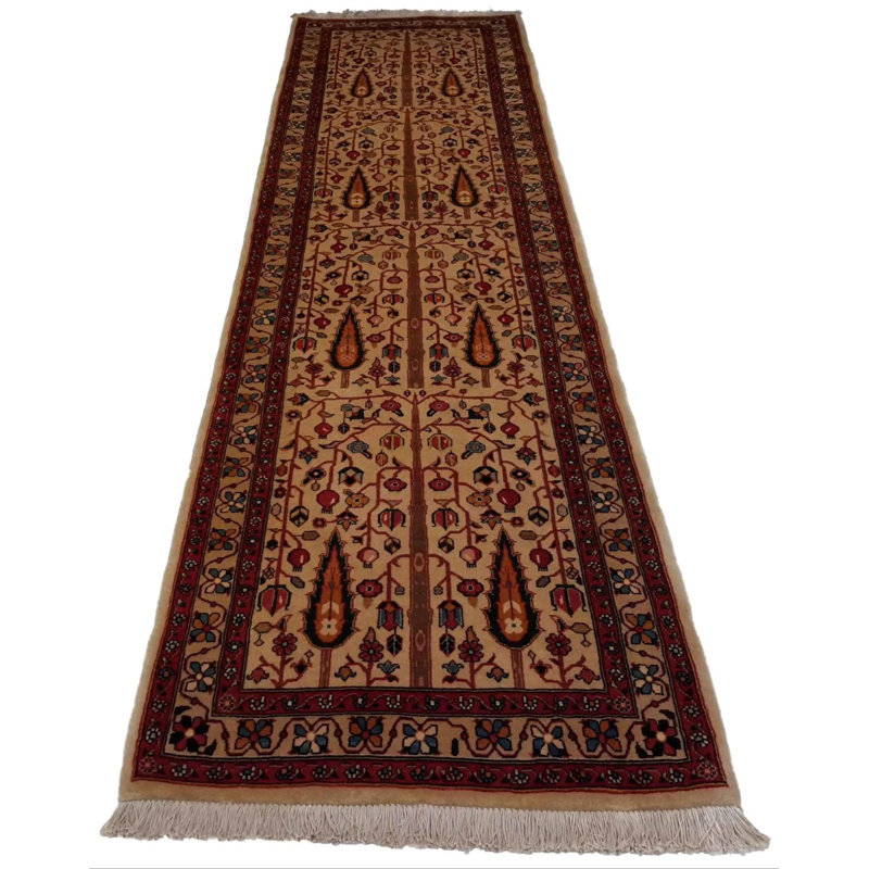 Tapis de couloir oriental en coton / laine 2 pi 9 po x 10 pi 8 po Oriental