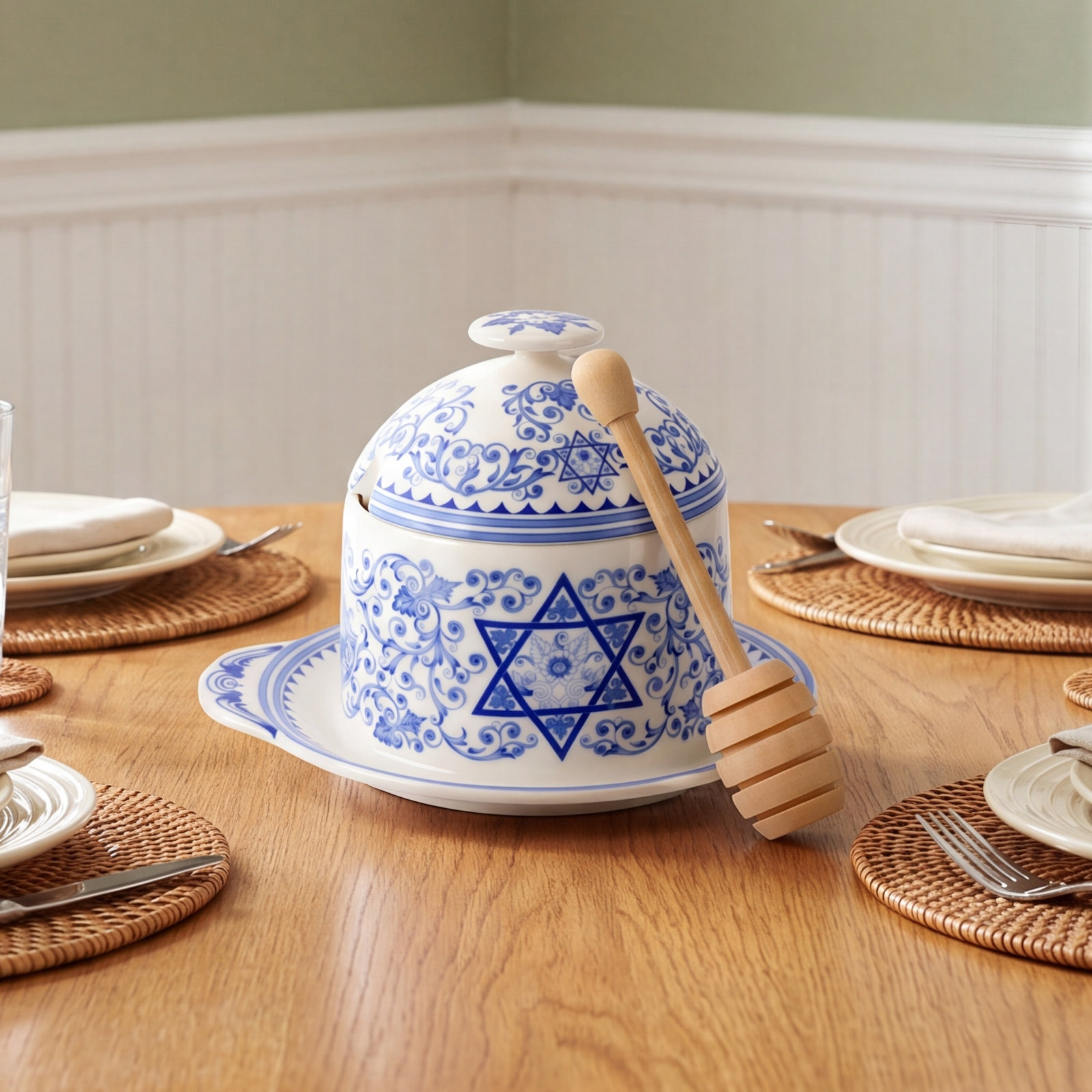 Judaica Honey Pot With Drizzler