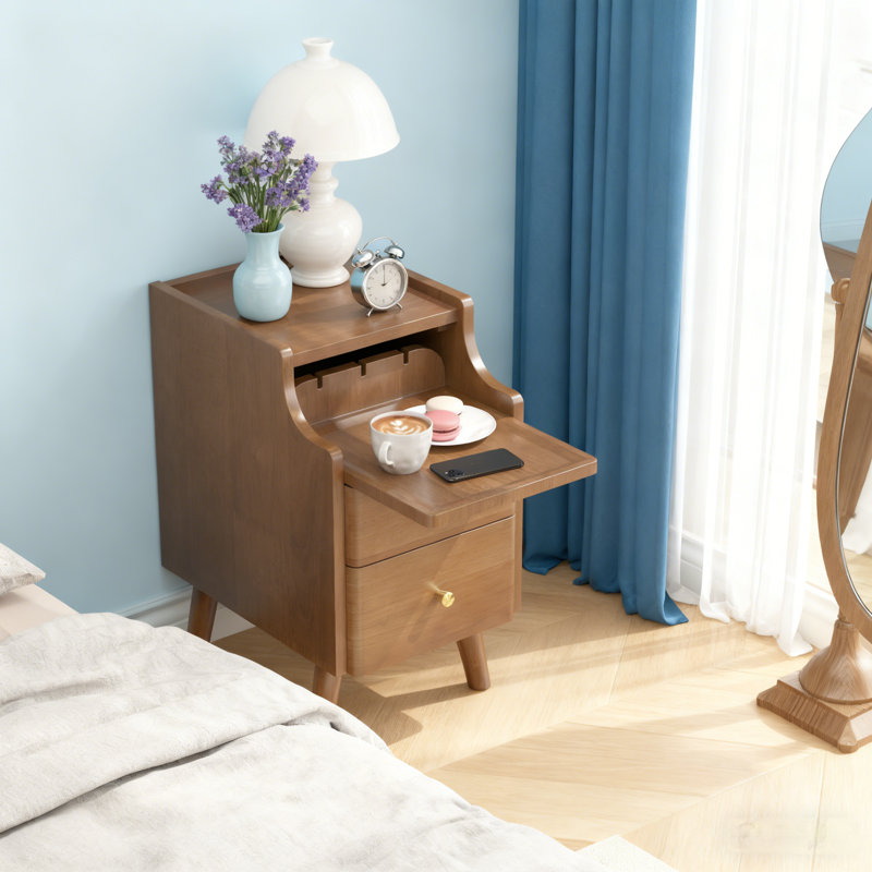 Table de chevet 12 pouces Mid Century Modern, Ensemble de 2, Noyer, H 22,8 po x l 9,7 po x P 15,7 po