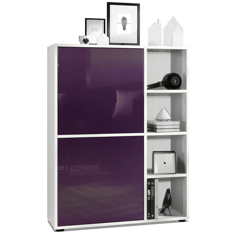 Mccafferty 79cm Sideboard, White Matt/Blackberry High Gloss