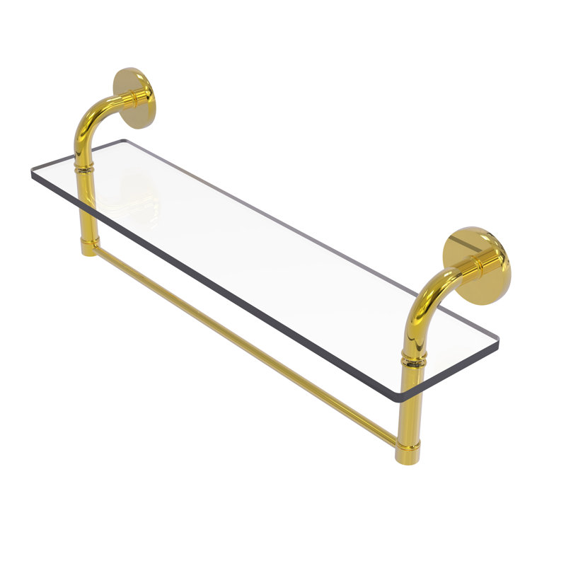 Tioga Bracket Shelf with Towel Bar, Polished Brass, 8" H x 22" W x 5" D