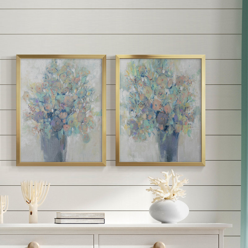 Bouquet I - Toile encadrée de qualité supérieure - Prêt à être accroché