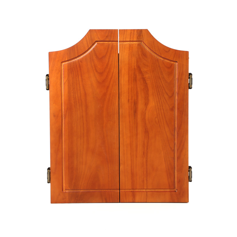 Solid Pine Beveled Wood Dart Cabinet with Steel Tip Darts