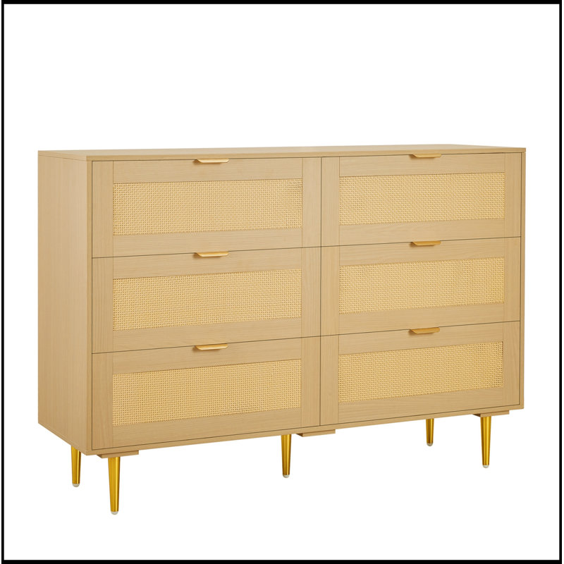 Commode d'appoint en bois avec 6 tiroirs