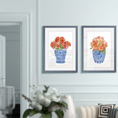 " Sweet Peonies I " by Vincent Van Gogh 2 - Pieces
