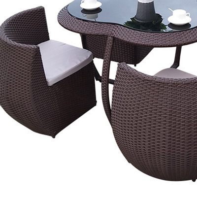 Outdoor Table Chair Set Combo 4 - Person Patio Dining Set with Round Table , Cushions Included