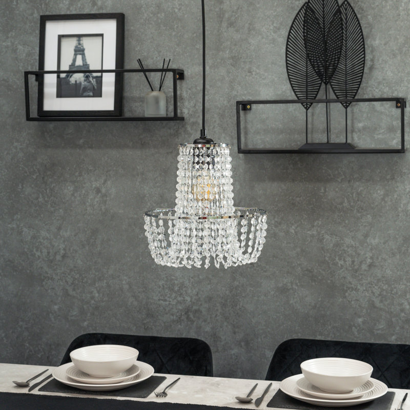 28cm H Plastic / Acrylic Empire Lamp Shade ( Clip On ), Silver