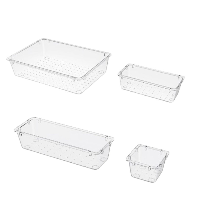Ensemble de 25 tiroirs en plastique transparent