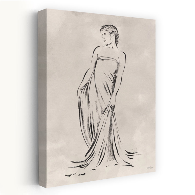 Esquisse d'une femme debout - Art contemporain, H 24 po x l 16 po