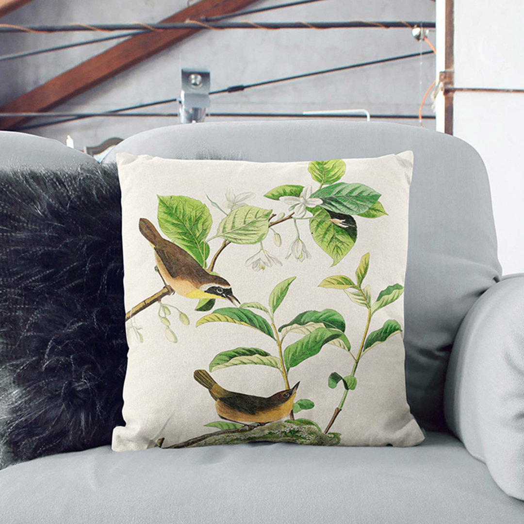 Breasted Warbler Birds by John James Audubon Cushion with Filling