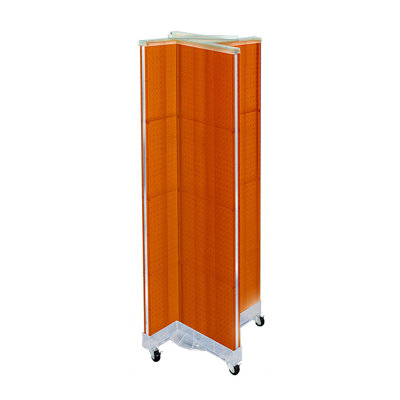 Pinwheel Pegboard Floor Display on Wheeled Base. Panel Size: 16"W x 60"H