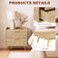 Bedside Table with 2 Drawers, Natural Wood Finish, Fluted Drawer Panels, Gold Metal Legs, Modern 50x40x50cm-2054666950