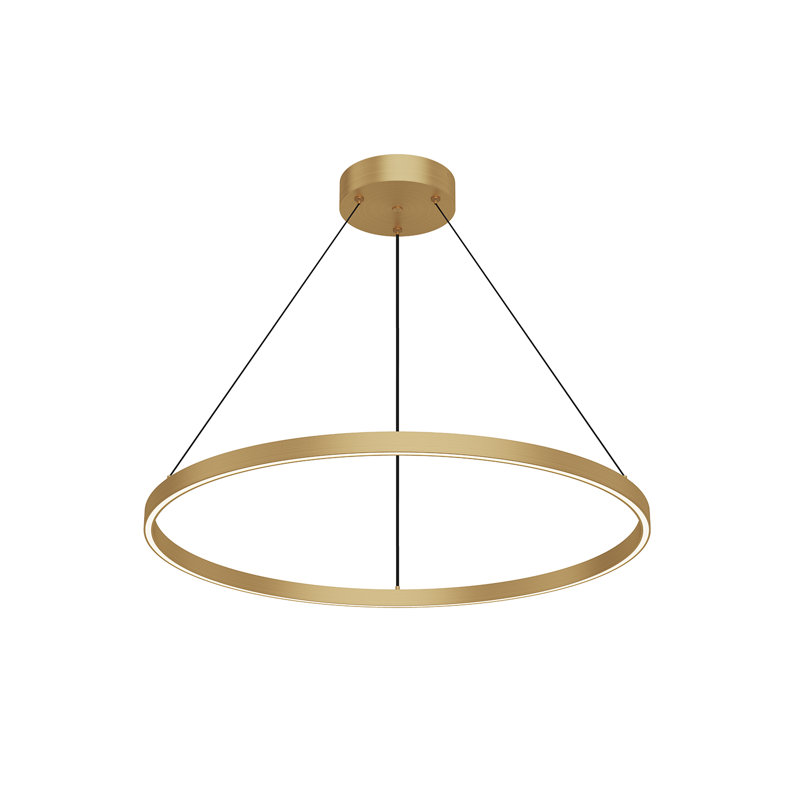 Luminaire suspendu 1 lumière Cerchio, Or brossé, H 1,5 po x l 31,5 po x P 31,5 po