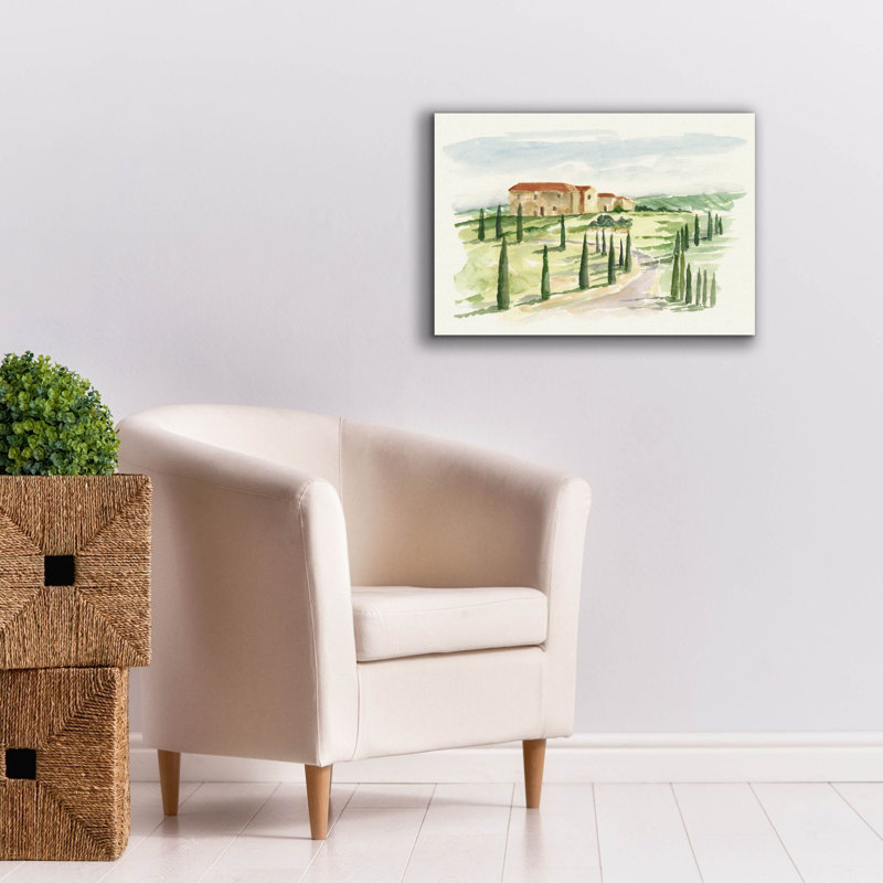 «Watercolor Tuscan Villa I» par Ethan Harper, art mural sur toile, H 18 po x l 26 po x P 0,75 po
