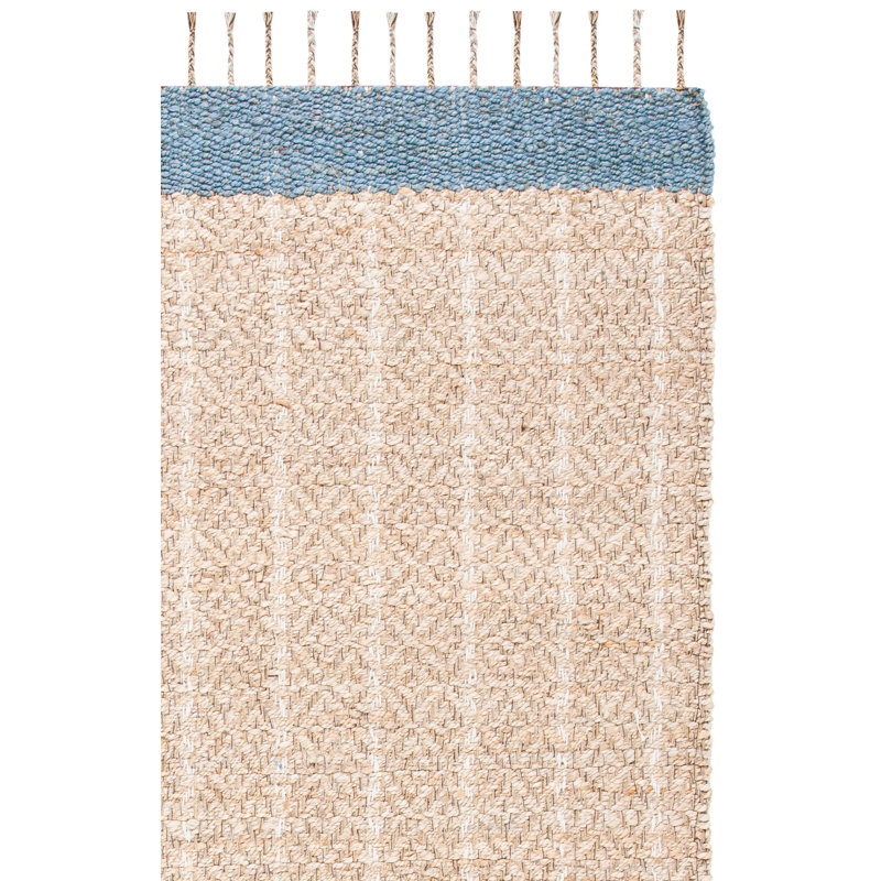 Kevin Hand-Woven Cotton/Jute Gray/Beige Area Rug, Rectangle 8' x 10'