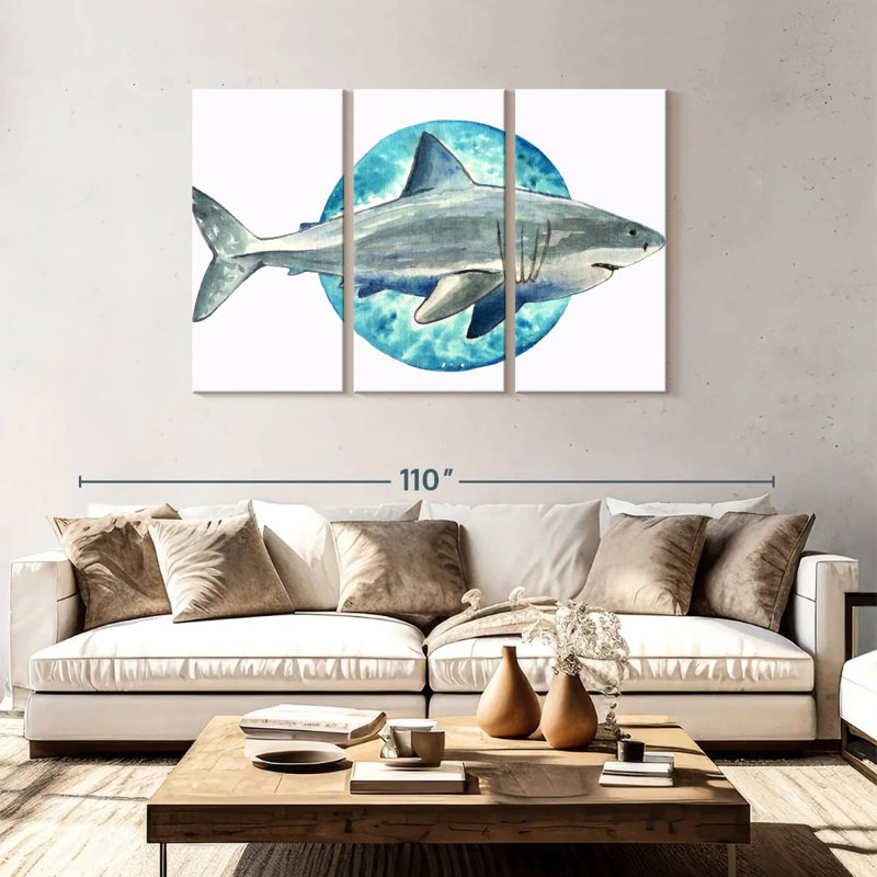 Requin aquarelle, H 48 po x l 74 po