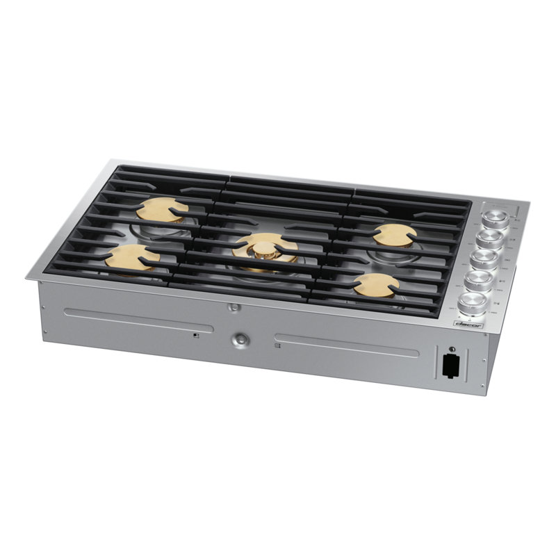 36" Gas 5 Burner Cooktop, Silver Stainless